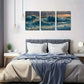3pcs Ocean Waves in Blue & Golden Wall Art Set Canvas Framed 40x60cm - High Quality Print 100% Australian Made Wall Canvas Ready to Hang