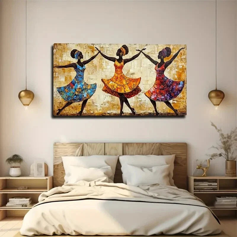 Three Dark-Light Beige Girls Wall Art Canvas Office Home Room Framed 120x60cm
