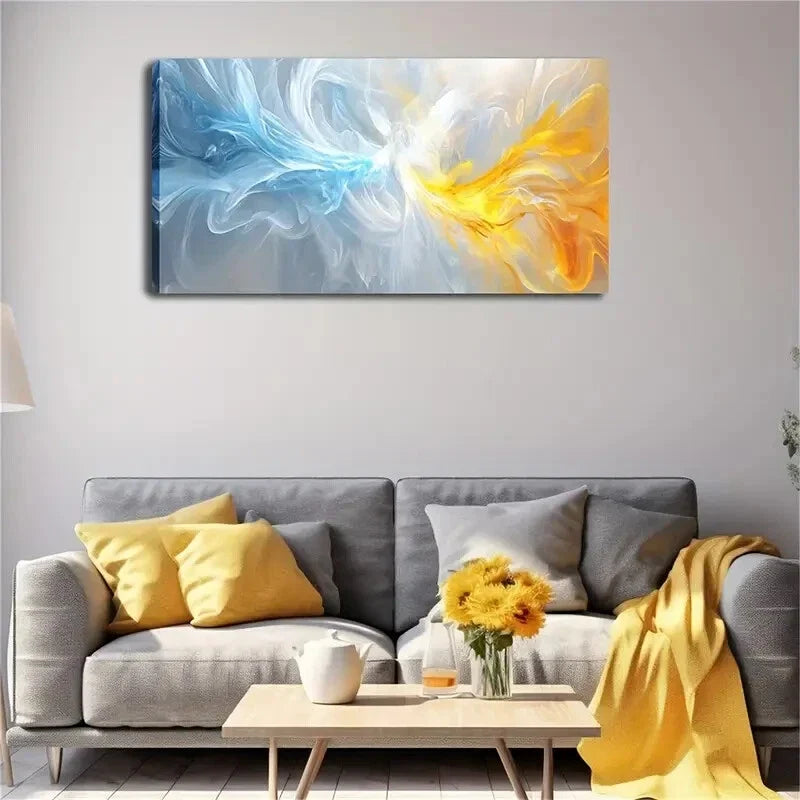Two Colors Interwoven Flowers Wall Art Canvas Office Home Room Framed 120x60cm