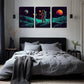 3pcs Black Starry Outer Space World Wall Art Set Canvas Framed 40x60cm - High Quality Print 100% Australian Made Wall Canvas Ready to Hang