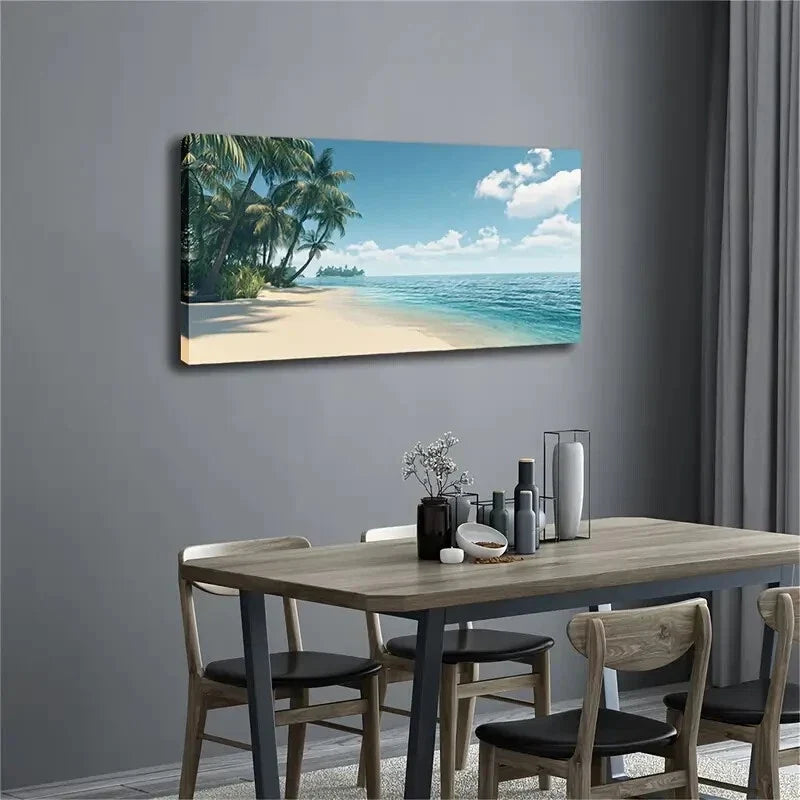 Beach Scenery Décor Indoor Wall Art Canvas Office Home Room Framed 80x45cm