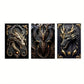 3pcs Abstract Black And Gold Dragons Metal Print Ready to Hang Art