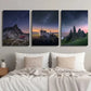 3pcs Brown and White Houses Under Rocky Hills Metal Print Ready to Hang Art