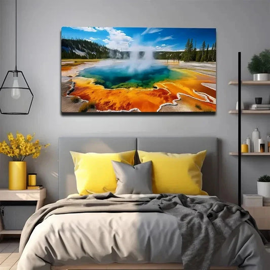 Geothermal Landscape Wall Art Canvas Office Home Room Framed 120x60cm