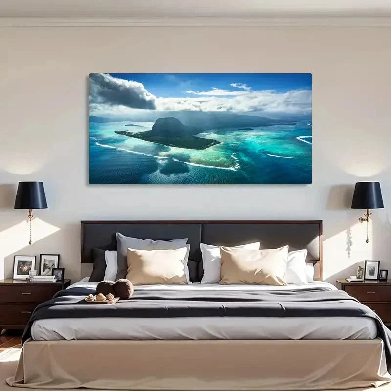 Natural Scenery Ocean Beach Wall Art Canvas Office Home Room Framed 80x45cm