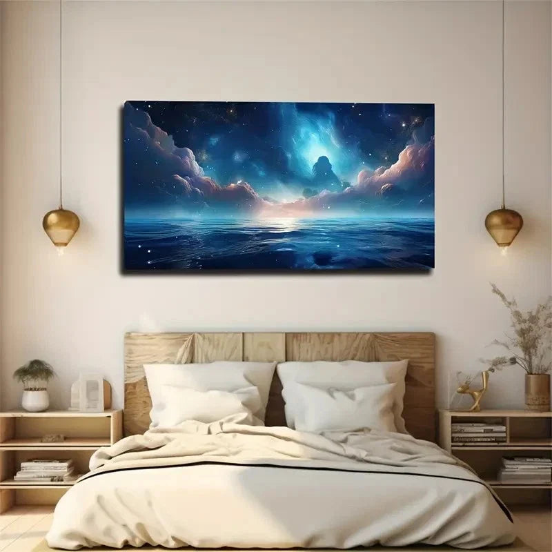 Creative Work Night Sky Wall Art Canvas Office Home Room Framed 120x60cm