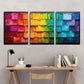 3pcs Abstract Color Grid Vibrant Metal Print Ready to Hang Art