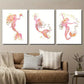 3pcs Pink and Golden Mermaid Wall Art Set Canvas Framed 40x60cm - High Quality Print 100% Australian Made Wall Canvas Ready to Hang