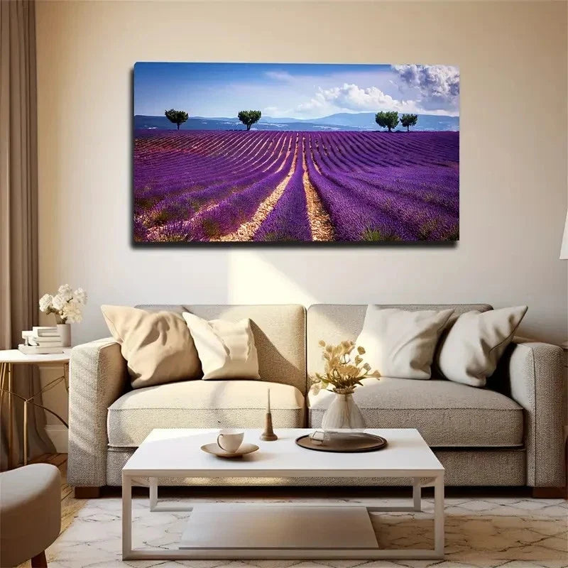 Vibrant Provence Lavender Wall Art Canvas Office Home Room Framed 80x45cm