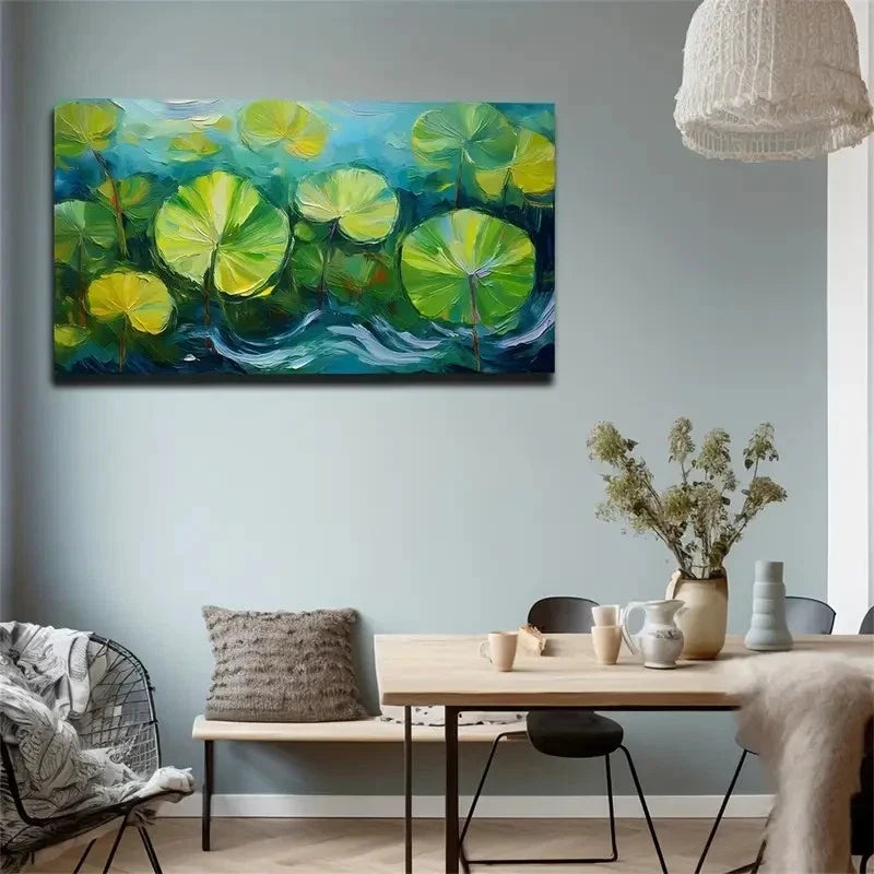 Green For Lotus Leaves Wall Art Canvas Office Home Room Framed 80x45cm