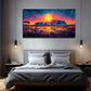 Vibrant Sunset On The Prairie Wall Art Canvas Office Home Room Framed 80x45cm