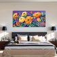 Vibrant Orange & Yellow Peonies Wall Art Canvas Office Home Room Framed 120x60cm