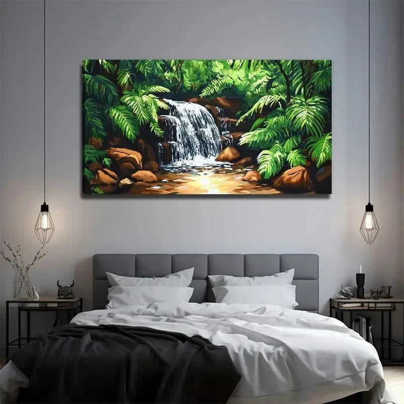 Style Waterfall Landscape Wall Art Canvas Office Home Room Framed 120x60cm
