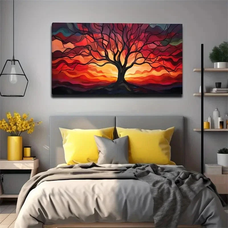 The Wilted Tree Under Sunset Wall Art Canvas Office Home Room Framed 120x60cm
