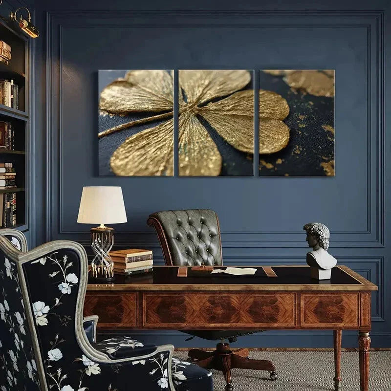 3pcs Abstract Design with Textured Surface Metal Print Ready to Hang Art