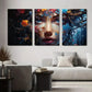3pcs Surreal Drip Paint Flower Face Metal Print Ready to Hang Art