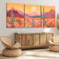 3pcs Arizona Sunset Colourful Mountains Orange Wall Art Set Canvas Framed 40x60cm - High Quality Print 100% Australian Made Wall Canvas Ready to Hang