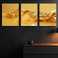 3pcs Stunning Golden Luxurious Metal Print Ready to Hang Art