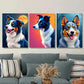 3pcs Vibrant Moonlight Sky Forest Collie Dog Wall Art Set Canvas Framed 40x60cm - High Quality Print 100% Australian Made Wall Canvas Ready to Hang