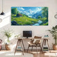 Snow Mountain & Stream Wall Art Canvas Office Home Room Framed 80x45cm