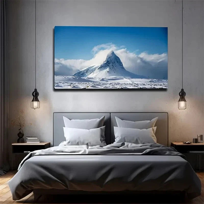 Frozen Snow Mountain Wall Art Canvas Office Home Room Framed 80x45cm