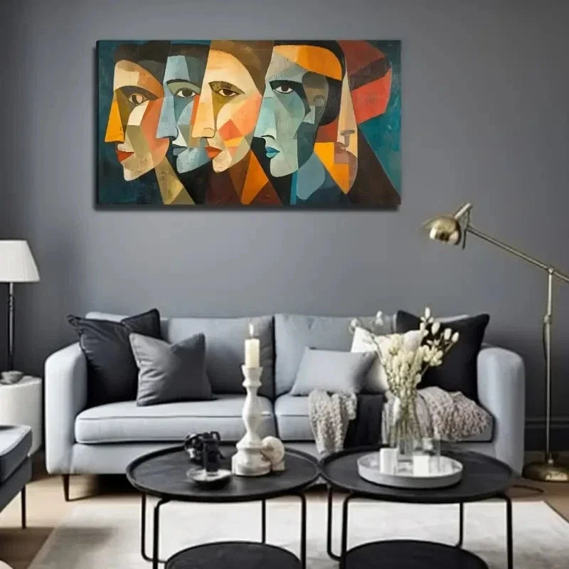 Abstract Human Face Wall Art Canvas Office Home Room Framed 80x45cm