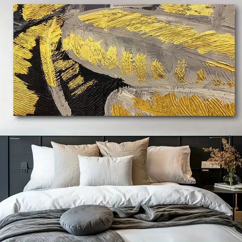 Featuring Golden Graffiti Wall Art Canvas Office Home Room Framed 120x60cm