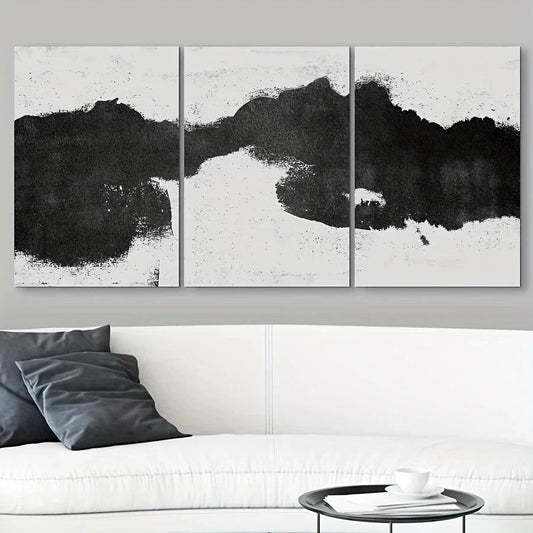 3pcs Black Painting Brush Strokes Metal Print Ready to Hang Art