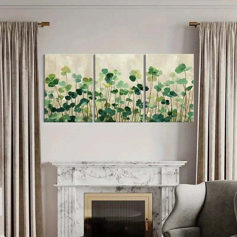 3pcs Abstract Botanical Green Leaves Design Metal Print Ready to Hang Art