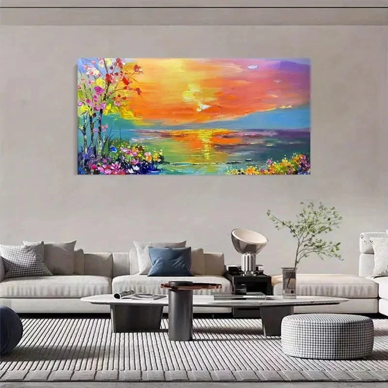 Modern Abstract Floral Textures Wall Art Canvas Office Home Room Framed 120x60cm