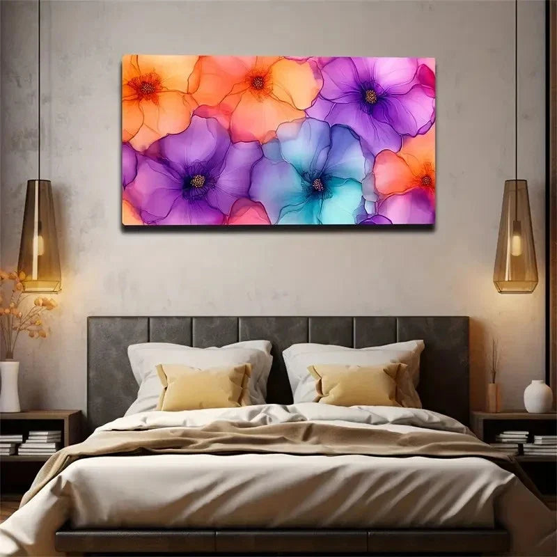 Dark Flower Stamens Suitable Wall Art Canvas Office Home Room Framed 120x60cm