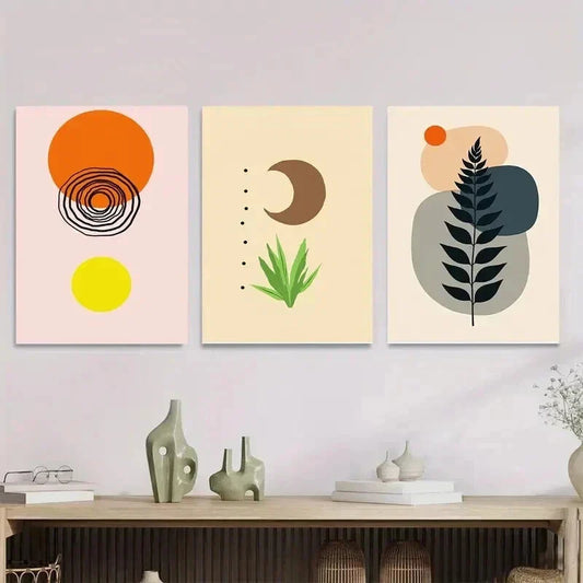 3pcs Boho Style Modern Abstract Yellow Wall Art Set Canvas Framed 40x60cm - High Quality Print 100% Australian Made Wall Canvas Ready to Hang