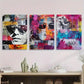 3pcs Colorful Graffiti & Geometric Abstract Metal Print Ready to Hang Art