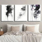3pcs Black and White Female Portrait Wall Art Set Canvas Framed 40x60cm - High Quality Print 100% Australian Made Wall Canvas Ready to Hang