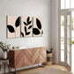 3pcs Neutral Tones with Black Leaves & Flowers Wall Art Set Canvas Framed 40x60cm - High Quality Print 100% Australian Made Wall Canvas Ready to Hang
