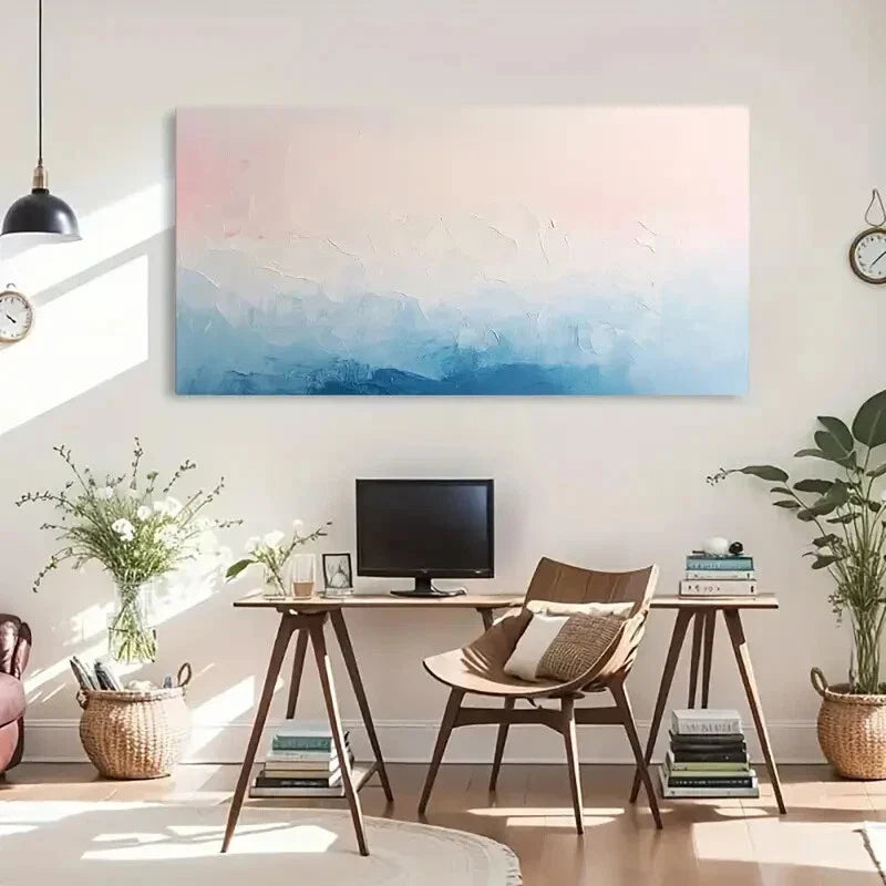 Blue Aesthetic Décor Colorful Wall Art Canvas Office Home Room Framed 80x45cm