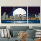 3pcs Night View Triptych Moon Metal Print Ready to Hang Art