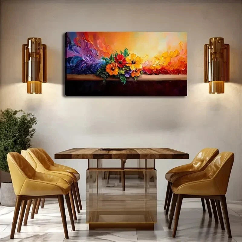 Bright Flowers Placed the Desk Wall Art Canvas Office Home Room Framed 120x60cm