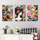 3pcs Abstract Fashion Portraits with Floral Metal Print Ready to Hang Art