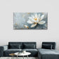 Modern White Lotus Flower Grey Wall Art Canvas Office Home Room Framed 120x60cm