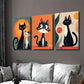 3pcs Charming Cat Animal Lovers Black Wall Art Set Canvas Framed 40x60cm - High Quality Print 100% Australian Made Wall Canvas Ready to Hang