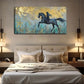 Rider on Black Horse Golden Wall Art Canvas Office Home Room Framed 80x45cm