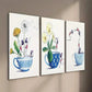 3pcs Floral And Human Painting on Cups Prints Wall Art Set Canvas Framed 40x60cm - High Quality Print 100% Australian Made Wall Canvas Ready to Hang