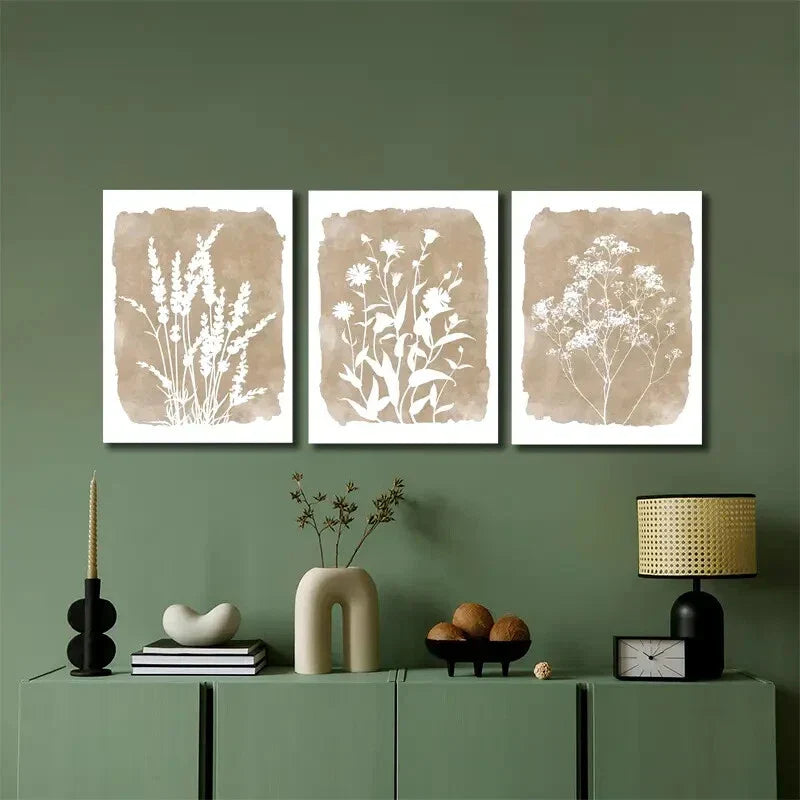 3pcs Rustic Floral , Botanical Wall Art Set Canvas Framed 40x60cm - High Quality Print 100% Australian Made Wall Canvas Ready to Hang