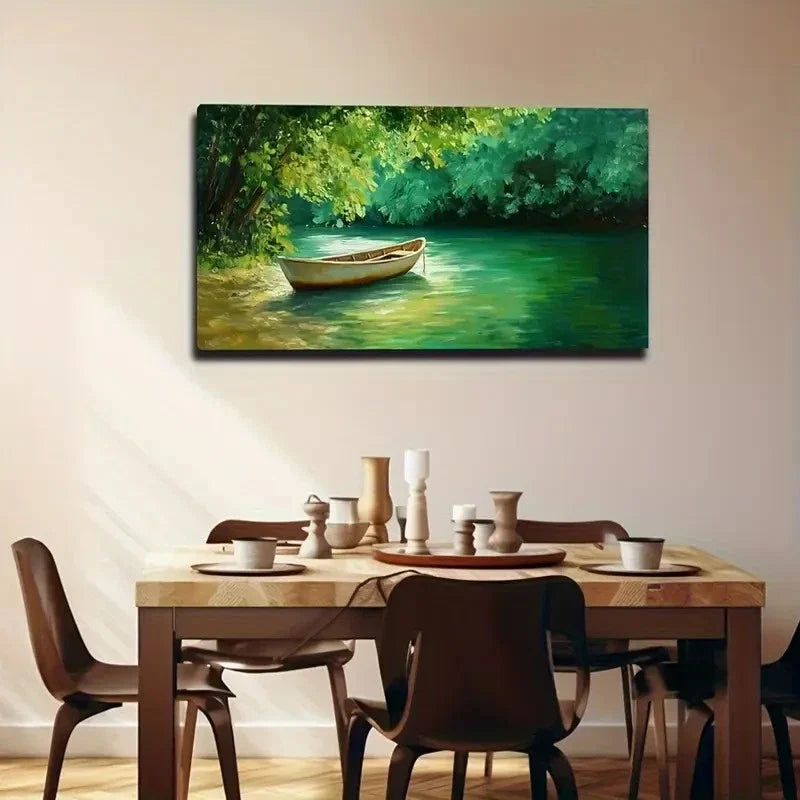 Featuring A Yellowing Boat Wall Art Canvas Office Home Room Framed 120x60cm