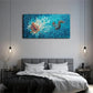 Vibrant Blue and Orange Floral Wall Art Canvas Office Home Room Framed 120x60cm