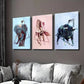 3pcs Elephant Horse Bull in Geometric Style Wall Art Set Canvas Framed 40x60cm - High Quality Print 100% Australian Made Wall Canvas Ready to Hang
