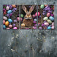 3pcs Brown Cute Bunny Colourful Eggs Big Ears Metal Print Ready to Hang Art