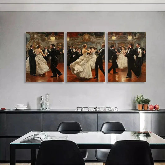 3pcs Elegant Ballroom Dance Couples Perfect Wall Art Set Canvas Framed 40x60cm - High Quality Print 100% Australian Made Wall Canvas Ready to Hang