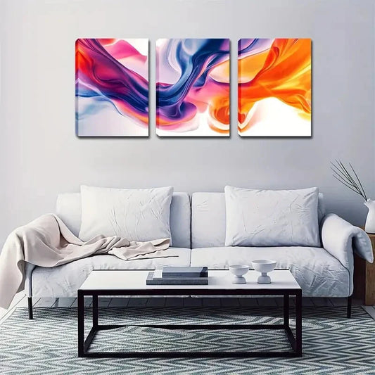 3pcs Purple, Orange, and Blue Watercolor Design Wall Art Set Canvas Framed 40x60cm - High Quality Print 100% Australian Made Wall Canvas Ready to Hang